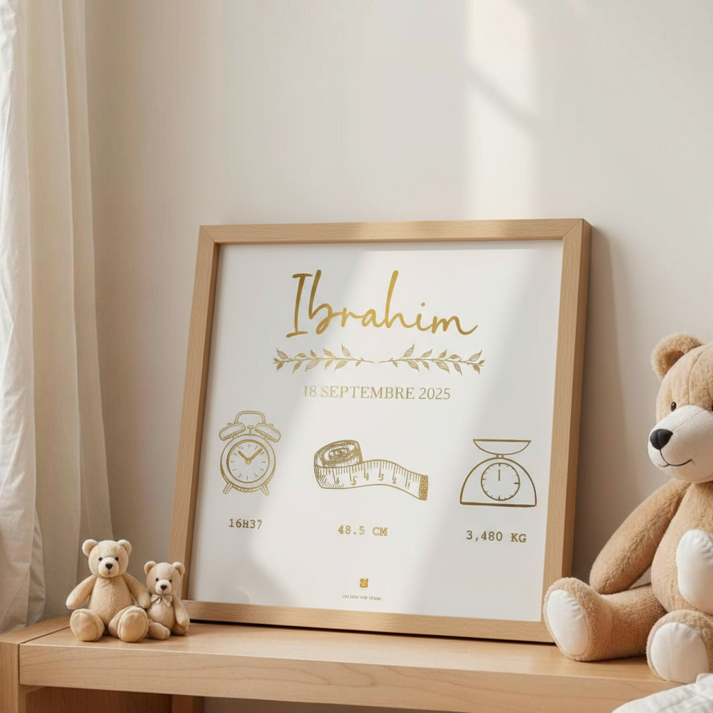 Cadre de naissance personnalisé – Modèle Nature