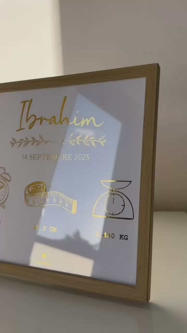 Cadre de naissance personnalisé – Modèle Nature